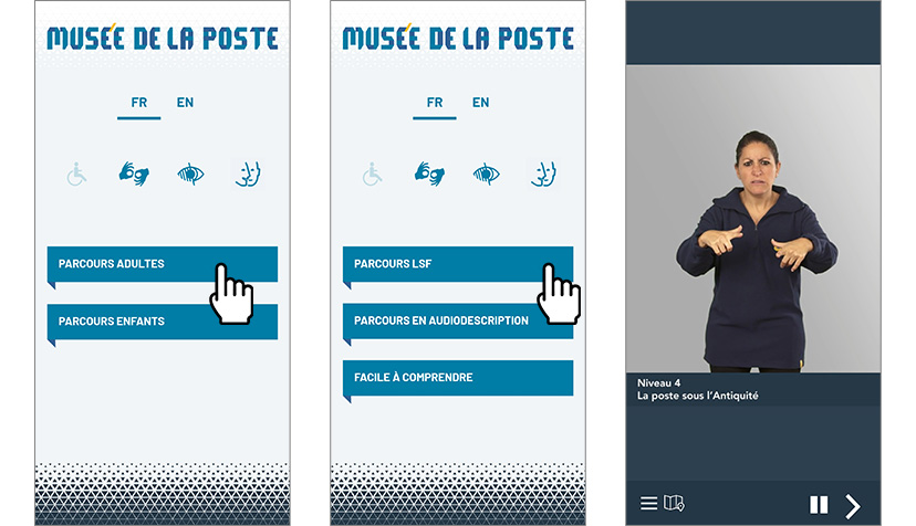 Parcours LSF dans l'audioguide du musée (3 écrans)