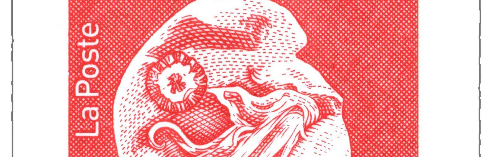Marianne l'engagée, Yzeult Digan, dessinateur Elsa Catelin, graveur, timbre poste émis le 23 Juillet 2018, imprimé en taille douce, inv 2018.95.11 Marianne l'engagée, Yzeult Digan, dessinateur Elsa Catelin, graveur, timbre poste émis le 23 Juillet 2018, imprimé en taille douce, inv 2018.95.11